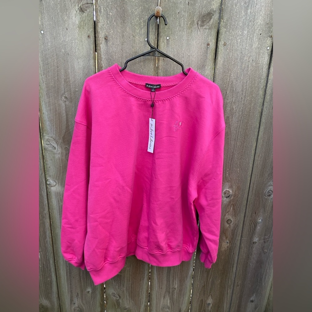 For Love and Lemon Alex Oversized Pink Sweatshirt Medium - Picture 2 of 7